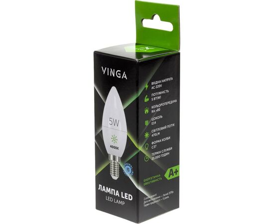 Лампочка Vinga VL-C37E14-54L, изображение 4 Лампочка Vinga VL-C37E14-54L, изображение 4