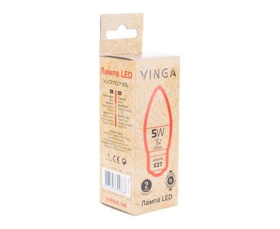 Лампочка Vinga VL-C37E27-53L, зображення 2 Лампочка Vinga VL-C37E27-53L, зображення 2