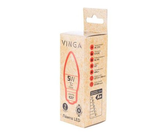 Лампочка Vinga VL-C37E27-53L, зображення 4 Лампочка Vinga VL-C37E27-53L, зображення 4
