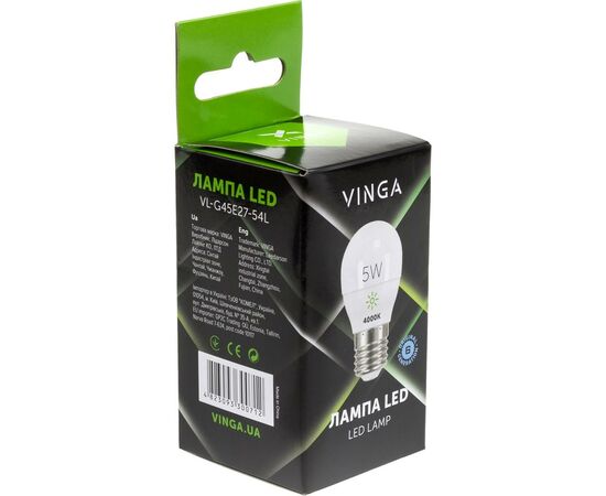 Лампочка Vinga VL-G45E27-54L, изображение 2 Лампочка Vinga VL-G45E27-54L, изображение 2