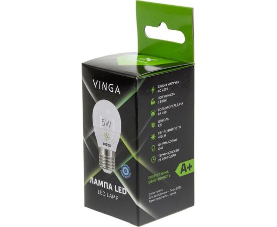 Лампочка Vinga VL-G45E27-54L, изображение 4 Лампочка Vinga VL-G45E27-54L, изображение 4