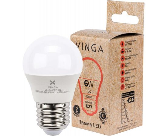 Лампочка Vinga VL-G45E27-63L