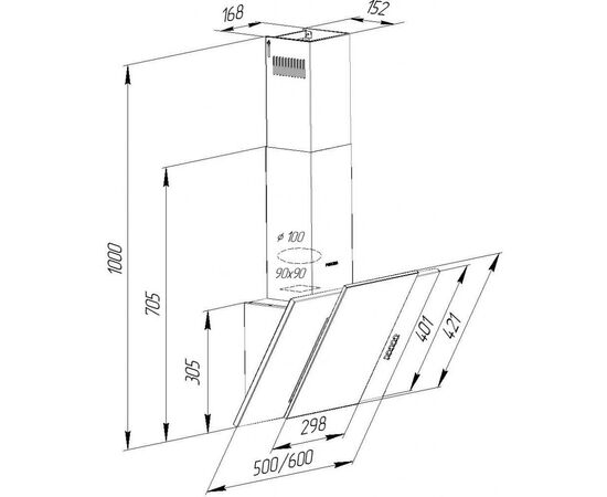 Вытяжка кухонная Pyramida KZ 60 BL, изображение 10
