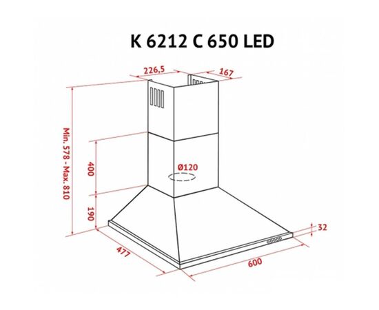 Витяжка кухонна Perfelli K 6212 C IV 650 LED, зображення 8 Витяжка кухонна Perfelli K 6212 C IV 650 LED, зображення 8