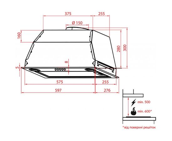 Вытяжка кухонная Weilor PBE 6140 SS 750 LED, изображение 8