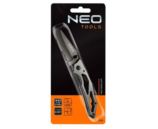 Нож Neo Tools складаний з фiксатором, титановий (63-025), изображение 2 Нож Neo Tools складаний з фiксатором, титановий (63-025), изображение 2