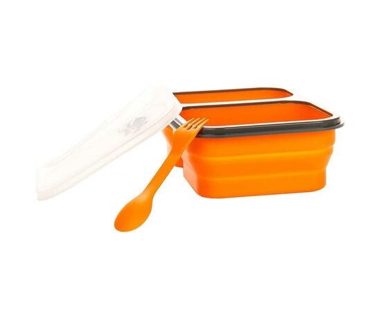 Набор туристической посуды Tramp 2 отсека силиконовый 900ml с ловилкой orange (TRC-090-orange), изображение 3 Набор туристической посуды Tramp 2 отсека силиконовый 900ml с ловилкой orange (TRC-090-orange), изображение 3