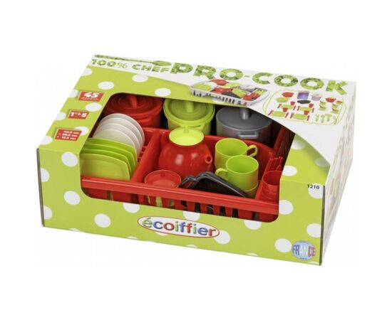 Игровой набор Ecoiffier набор посуды Pro-Cook в сушилке (001210), изображение 2 Игровой набор Ecoiffier набор посуды Pro-Cook в сушилке (001210), изображение 2