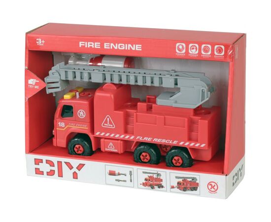 Конструктор Kaile Toys Пожарная машина с лестницей, разборная модель с отверт (KL802-1)