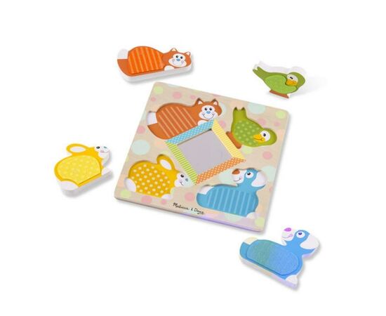Развивающая игрушка Melissa&Doug Зеркальный формовой пазл с пушистыми домашними животными (MD1898), изображение 4 Развивающая игрушка Melissa&Doug Зеркальный формовой пазл с пушистыми домашними животными (MD1898), изображение 4