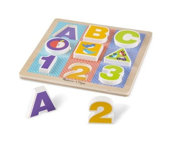 Развивающая игрушка Melissa&Doug Формовой пазл Буквы/Цифры (MD1899), изображение 2 Развивающая игрушка Melissa&Doug Формовой пазл Буквы/Цифры (MD1899), изображение 2