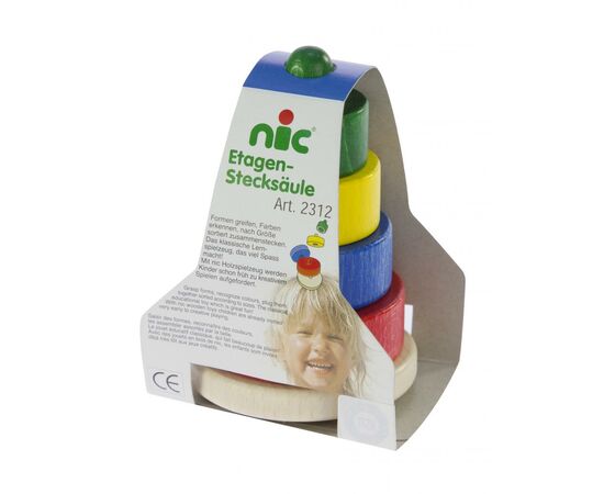 Развивающая игрушка Nic Пирамидка деревянная этажная разноцветная (NIC2312), изображение 5 Развивающая игрушка Nic Пирамидка деревянная этажная разноцветная (NIC2312), изображение 5