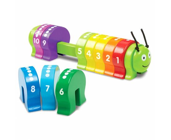 Розвиваюча іграшка Melissa&Doug Дерев'яна класична гусениця Рахунок (MD9274), зображення 2 Розвиваюча іграшка Melissa&Doug Дерев'яна класична гусениця Рахунок (MD9274), зображення 2