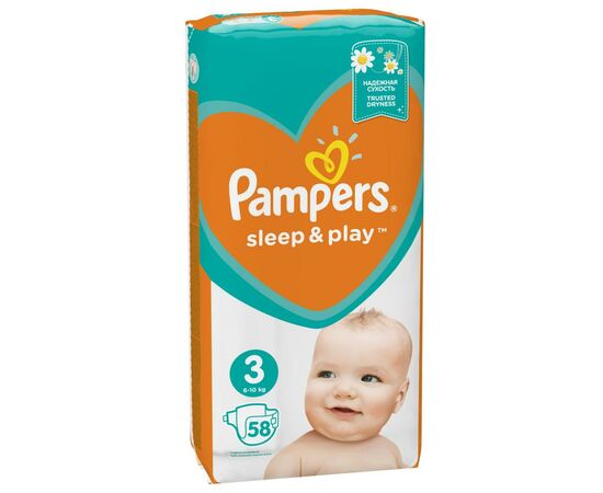 Подгузник Pampers Sleep & Play Midi Размер 3 (6-10 кг), 58 шт (4015400224211), изображение 3