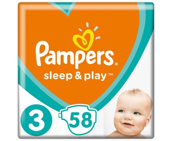 Подгузник Pampers Sleep & Play Midi Размер 3 (6-10 кг), 58 шт (4015400224211)