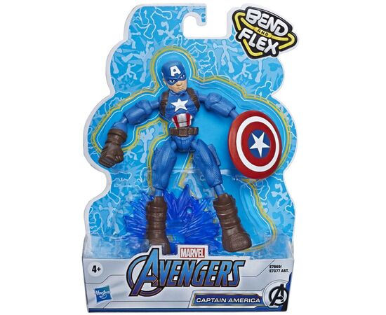 Фигурка для геймеров Hasbro Avengers Bend and flex Капитан Америка 15 см (E7377_E7869), изображение 2 Фигурка для геймеров Hasbro Avengers Bend and flex Капитан Америка 15 см (E7377_E7869), изображение 2