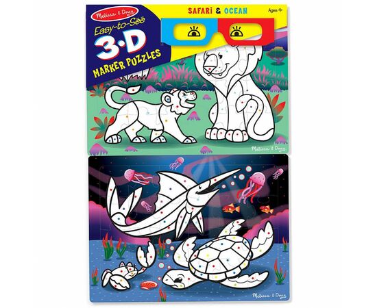 Набор для творчества Melissa&Doug 3D пазлы-раскраски Сафари/Океан (MD8823)