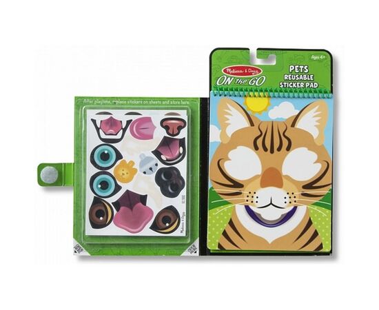 Набір для творчості Melissa&Doug Блокнот з багаторазовими наліпками Домашні тварини (MD30512)