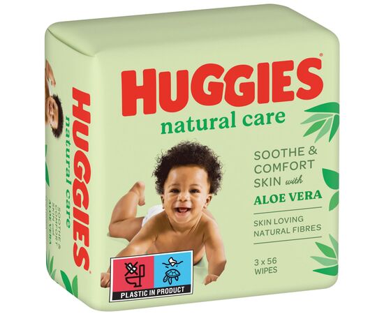 Дитячі вологі серветки Huggies Natural Care 56 х 3 шт (5029053550176), зображення 2 Дитячі вологі серветки Huggies Natural Care 56 х 3 шт (5029053550176), зображення 2