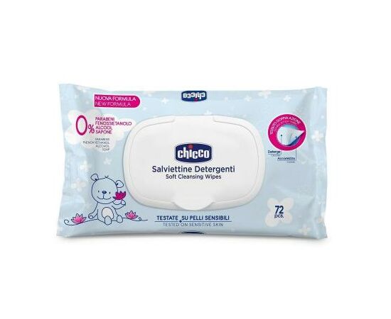 Дитячі вологі серветки Chicco мягкие очищающие 72 шт. (09163.00)