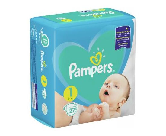 Подгузник Pampers New Baby Newborn Размер 1 (2-5 кг) 27 шт (8001090910080), изображение 2 Подгузник Pampers New Baby Newborn Размер 1 (2-5 кг) 27 шт (8001090910080), изображение 2