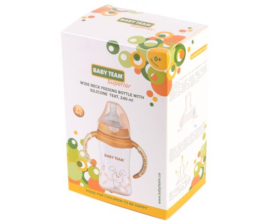 Бутылочка для кормления Baby Team с широким горлом 240 мл (1090), изображение 3
