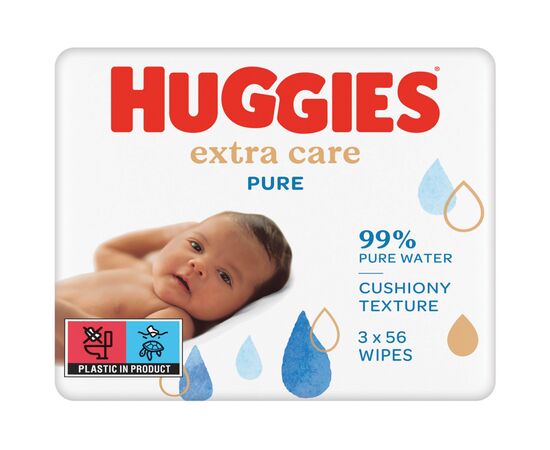 Детские влажные салфетки Huggies Pure Extra Care 3 х 56 шт (5029054222119), изображение 2 Детские влажные салфетки Huggies Pure Extra Care 3 х 56 шт (5029054222119), изображение 2