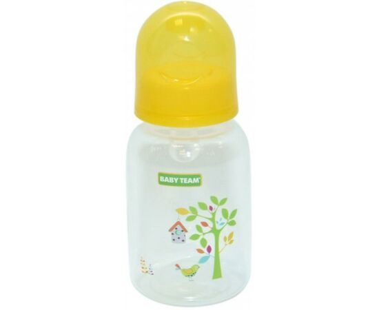 Бутылочка для кормления Baby Team с силиконовой соской, 125 мл 0+ желтая (1400_желтый), изображение 2 Бутылочка для кормления Baby Team с силиконовой соской, 125 мл 0+ желтая (1400_желтый), изображение 2