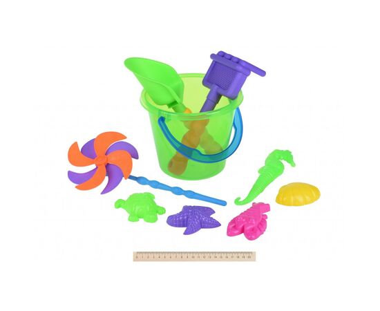 Іграшка для піску Same Toy с Воздушной вертушкой (зеленое ведро) 9 шт (HY-1206WUt-1), зображення 2