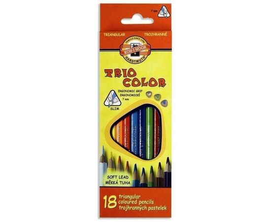 Олівці кольорові Koh-i-Noor 3133 Triocolor, 18шт, set of triangular coloured pencils (3133018004KS)