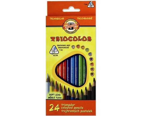 Олівці кольорові Koh-i-Noor 3134 Triocolor, 24шт, set of triangular coloured pencils (3134024004KS)