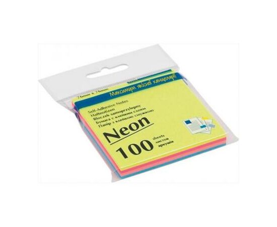 Бумага для заметок Buromax with adhesive layer 76х76мм, 100sheets, NEON colors mix (BM.2312-97), изображение 2 Бумага для заметок Buromax with adhesive layer 76х76мм, 100sheets, NEON colors mix (BM.2312-97), изображение 2