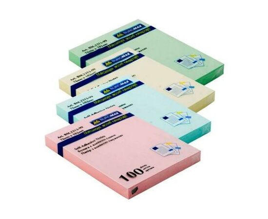 Папір для нотаток Buromax with adhesive layer 76х102мм, 100sheets, pastel colors mix (BM.2313-99)