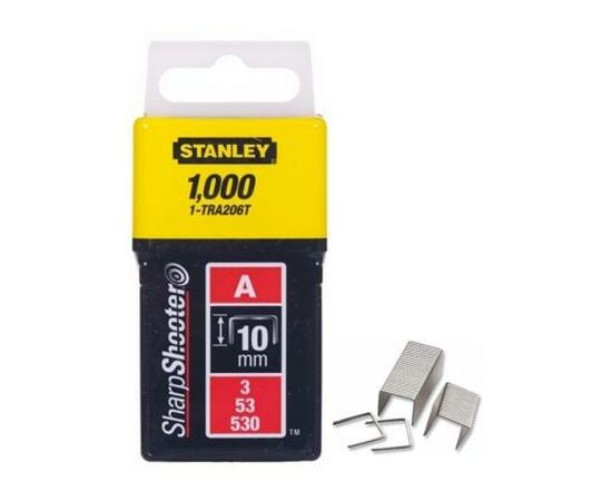 Скобы Stanley Light Duty тип а, 10мм, 1000шт (1-TRA206T), изображение 2 Скобы Stanley Light Duty тип а, 10мм, 1000шт (1-TRA206T), изображение 2