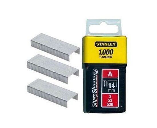 Скобы Stanley Light Duty тип а, 14мм, 1000шт (1-TRA209T), изображение 2 Скобы Stanley Light Duty тип а, 14мм, 1000шт (1-TRA209T), изображение 2