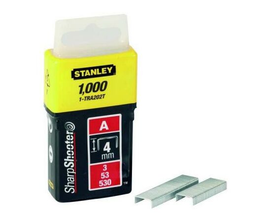 Скобы Stanley Light Duty тип а, 4мм, 1000шт (1-TRA202T), изображение 2 Скобы Stanley Light Duty тип а, 4мм, 1000шт (1-TRA202T), изображение 2