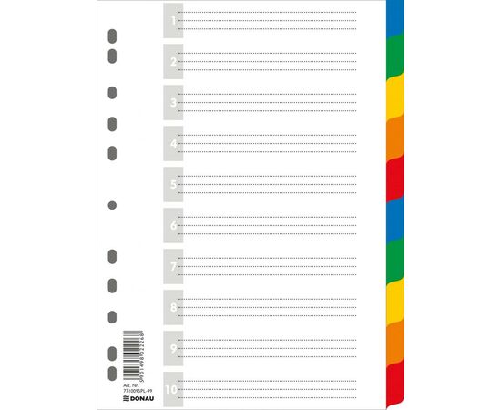 Разделитель страниц Donau А4, numeric, 10 dividers (7710095)