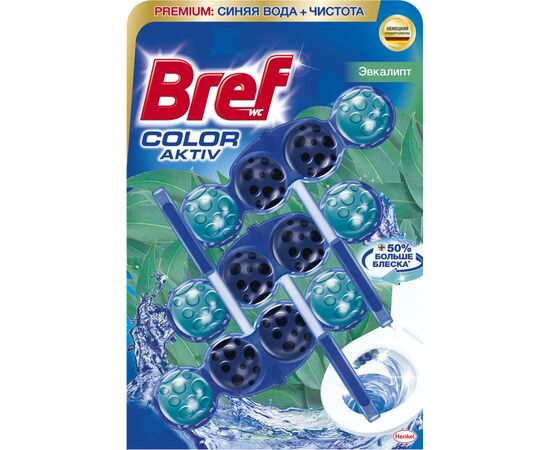 Туалетний блок Bref Кольорова вода Евкаліпт 3х50 г (9000101352986/9000101545678)