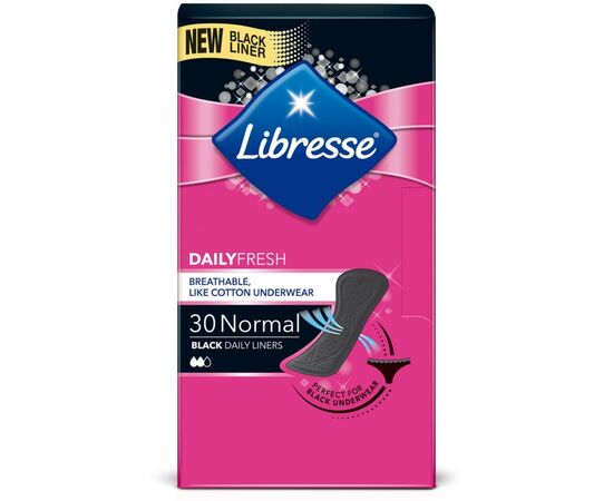 Ежедневные прокладки Libresse Daily Fresh Normal Black, 30 шт (7322540919516)
