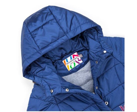 Куртка Snowimage удлиненная с капюшоном и цветочками (SICY-G107-116G-blue), изображение 3 Куртка Snowimage удлиненная с капюшоном и цветочками (SICY-G107-116G-blue), изображение 3