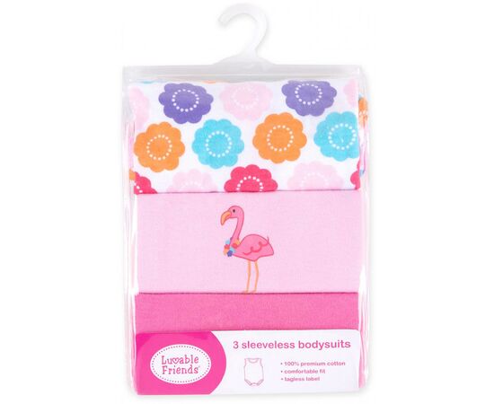 Боді Luvable Friends 3 шт без рукавів з малюнком для дівчаток (37310.3-6 F), зображення 7 Боді Luvable Friends 3 шт без рукавів з малюнком для дівчаток (37310.3-6 F), зображення 7