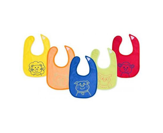 Слинявчик Luvable Friends 5 шт з малюнками тварин собачка, різнокольоровий (2088-blue)