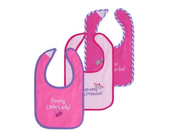Слюнявчик Luvable Friends 3 шт с надписями, розовый (2162 F)