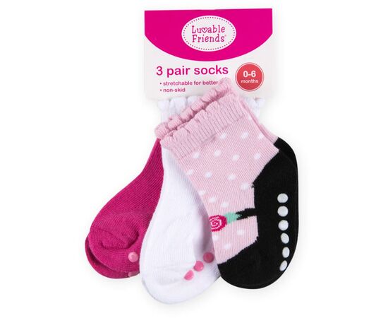 Шкарпетки Luvable Friends 3 пари неслизькі, для дівчаток (23080.0-6 F)