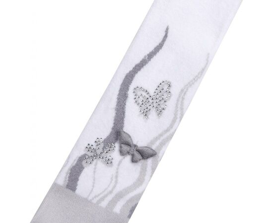 Колготки BNM с серыми цветочками и стразами на белом фоне (M0C0302-0898-3G-gray white), изображение 4 Колготки BNM с серыми цветочками и стразами на белом фоне (M0C0302-0898-3G-gray white), изображение 4
