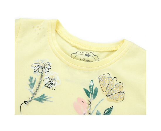 Футболка дитяча Haknur з квіточками і намистинками (5699--98G-yellow), зображення 3 Футболка дитяча Haknur з квіточками і намистинками (5699--98G-yellow), зображення 3