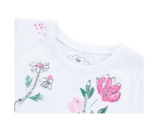 Футболка дитяча Haknur з квіточками і намистинками (5699-104G-white), зображення 3 Футболка дитяча Haknur з квіточками і намистинками (5699-104G-white), зображення 3