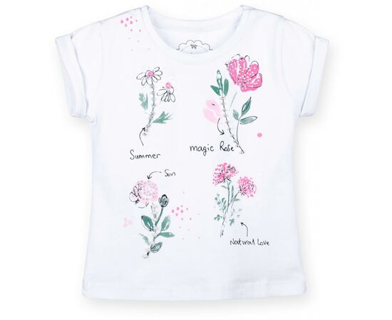 Футболка детская Haknur с цветочками и бусинками (5699-104G-white)