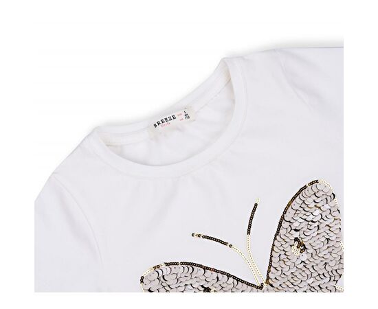Футболка детская Breeze с бабочкой из пайеток (11055-116G-cream), изображение 3 Футболка детская Breeze с бабочкой из пайеток (11055-116G-cream), изображение 3