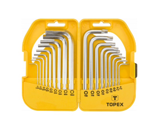 Набор инструментов Topex ключи шестигранные HEX и Torx, набор 18 шт.*1 уп. (35D952)